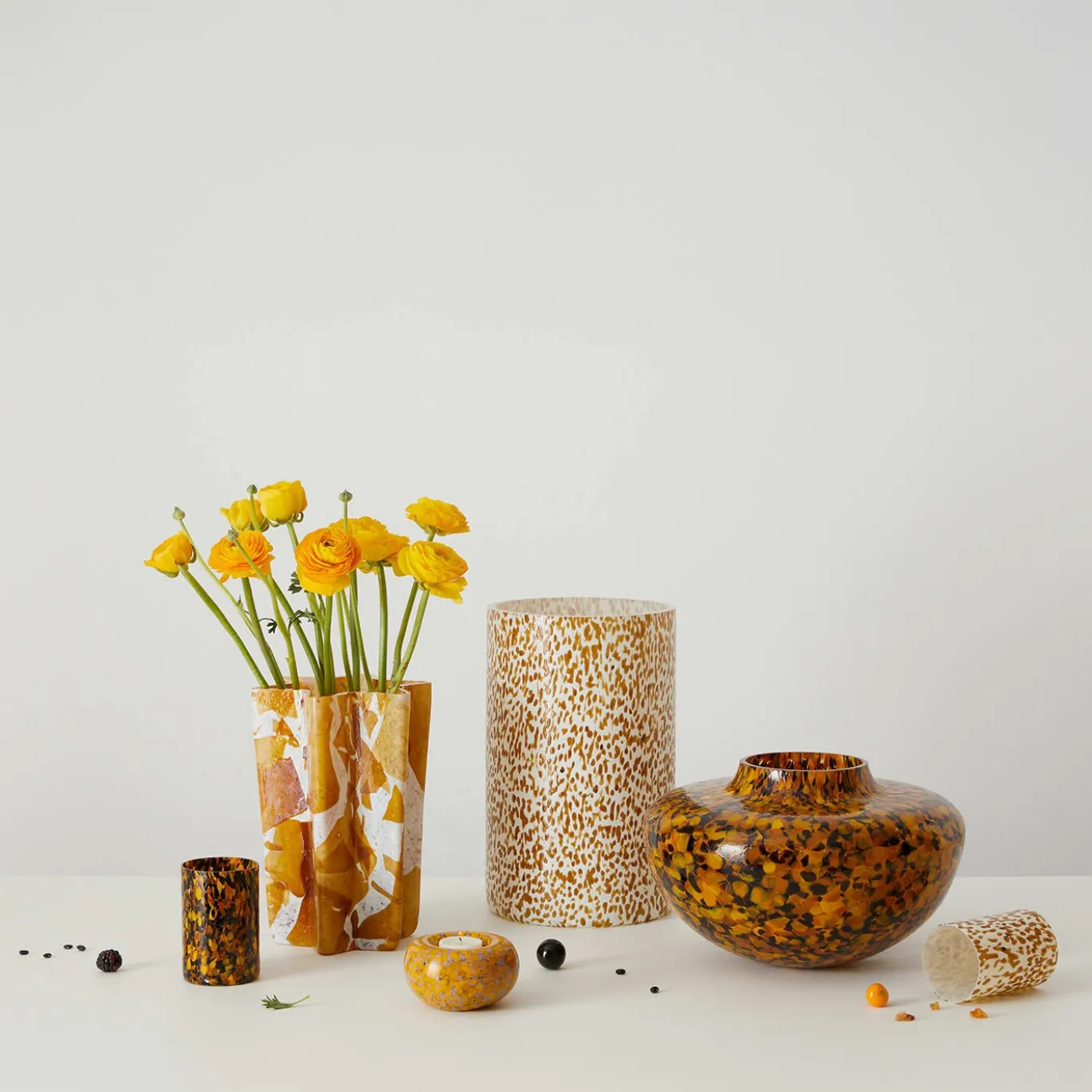 Vaso X-Alto in Vetro di Murano Avorio e Ambra
