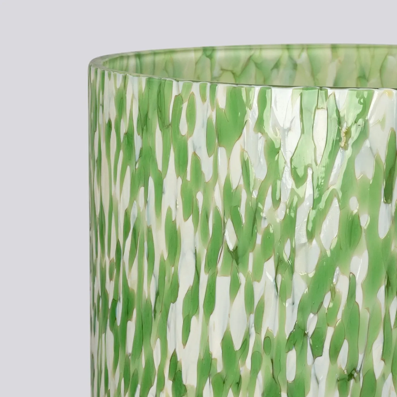 Vaso X-Alto in Vetro di Murano Smeraldo e Avorio