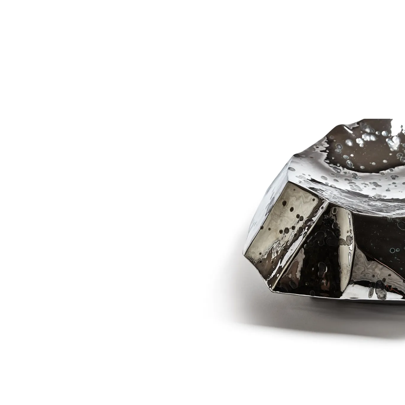 Vassoio Centro Tavola Selce in Ceramica Argento Specchiato