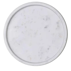 Vassoio decorativo rotondo in marmo bianco di Carrara