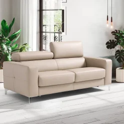 Verona Divano letto a 2 posti in pelle beige