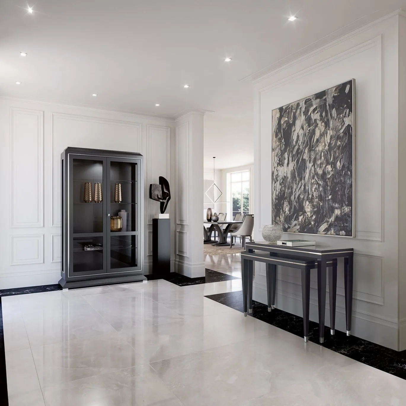 Vetrina in Legno di Ciliegio Nero con Luce Led