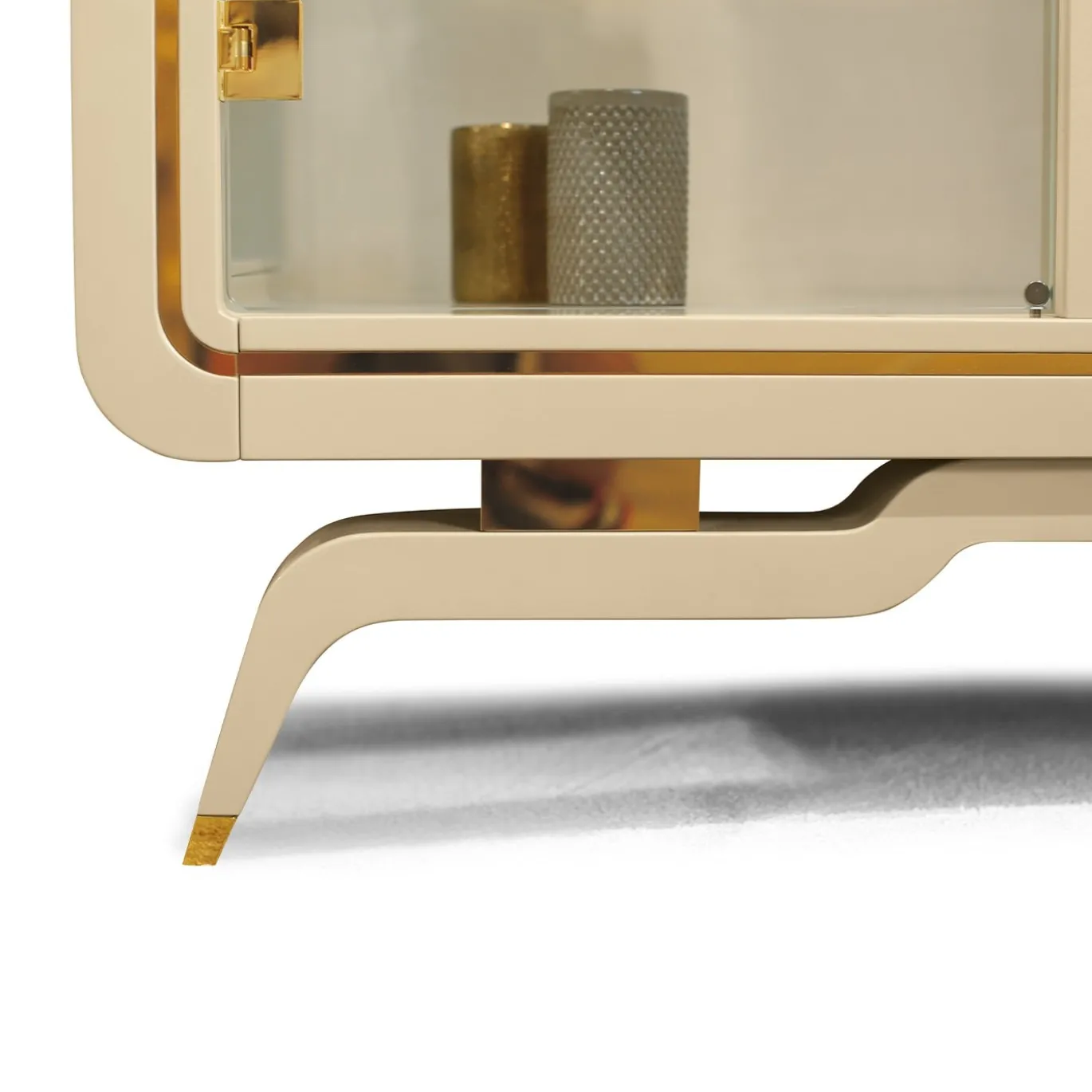 Vetrina Unique in Legno Capuccino Perlato e Vetro