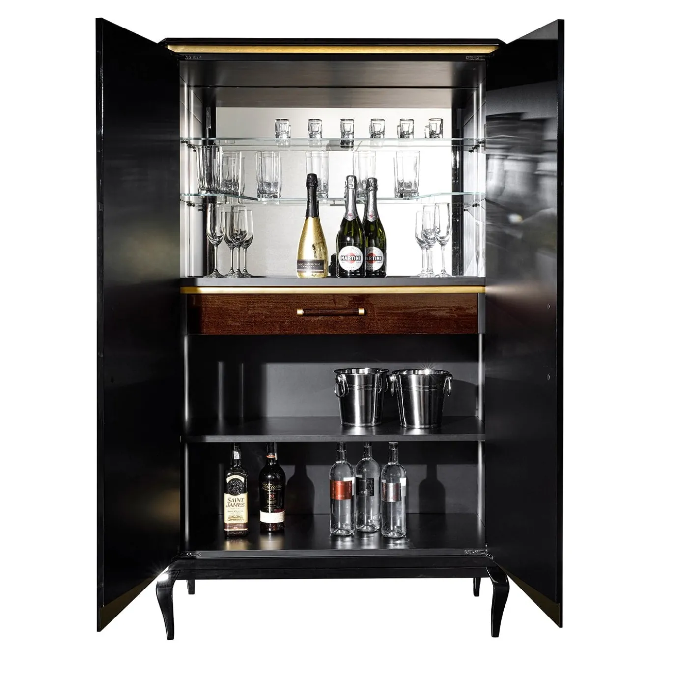 Victor, mobile bar a 2 porte di colore marrone