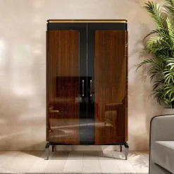 Victor, mobile bar a 2 porte di colore marrone