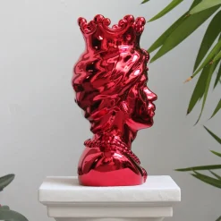 Vulcano Testa di Moro Uomo scultura in Marmo rosso
