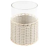 Wideville Portacandele in pelle e rattan - Bianco Grande